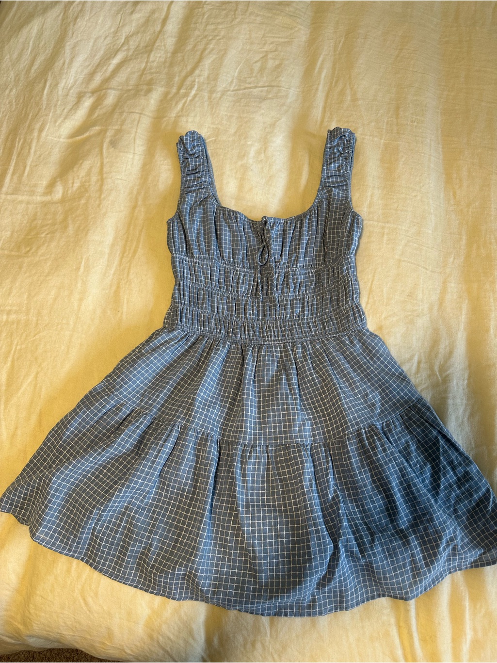 Bloomingdale's Nia Blue Checked Smocked Mini Dress